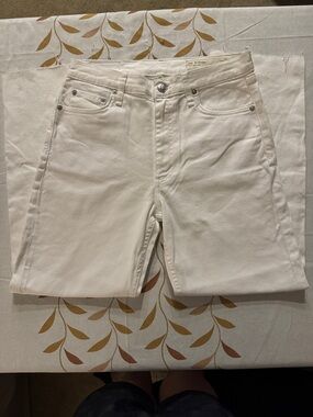rag & bone White Cropped Ankle Jeans - Clean Straight